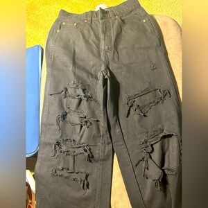 PacSun Black Distressed Straight Leg Pants